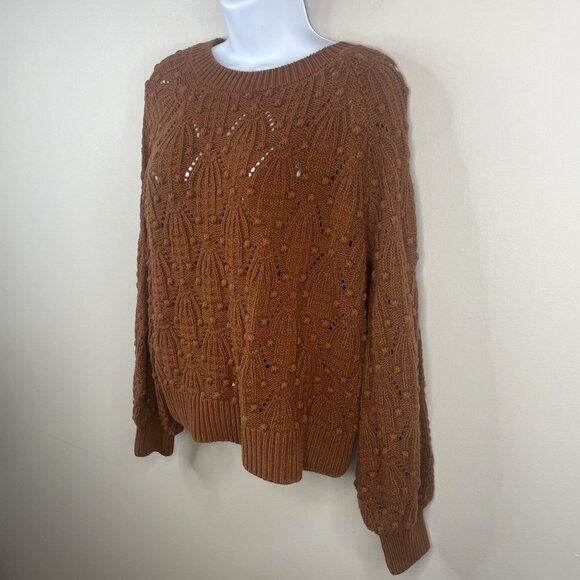 Womens Cottagecore Bobble Cable Knit Rustic Sweater Medium Crochet Country Chic - Picture 5 of 10